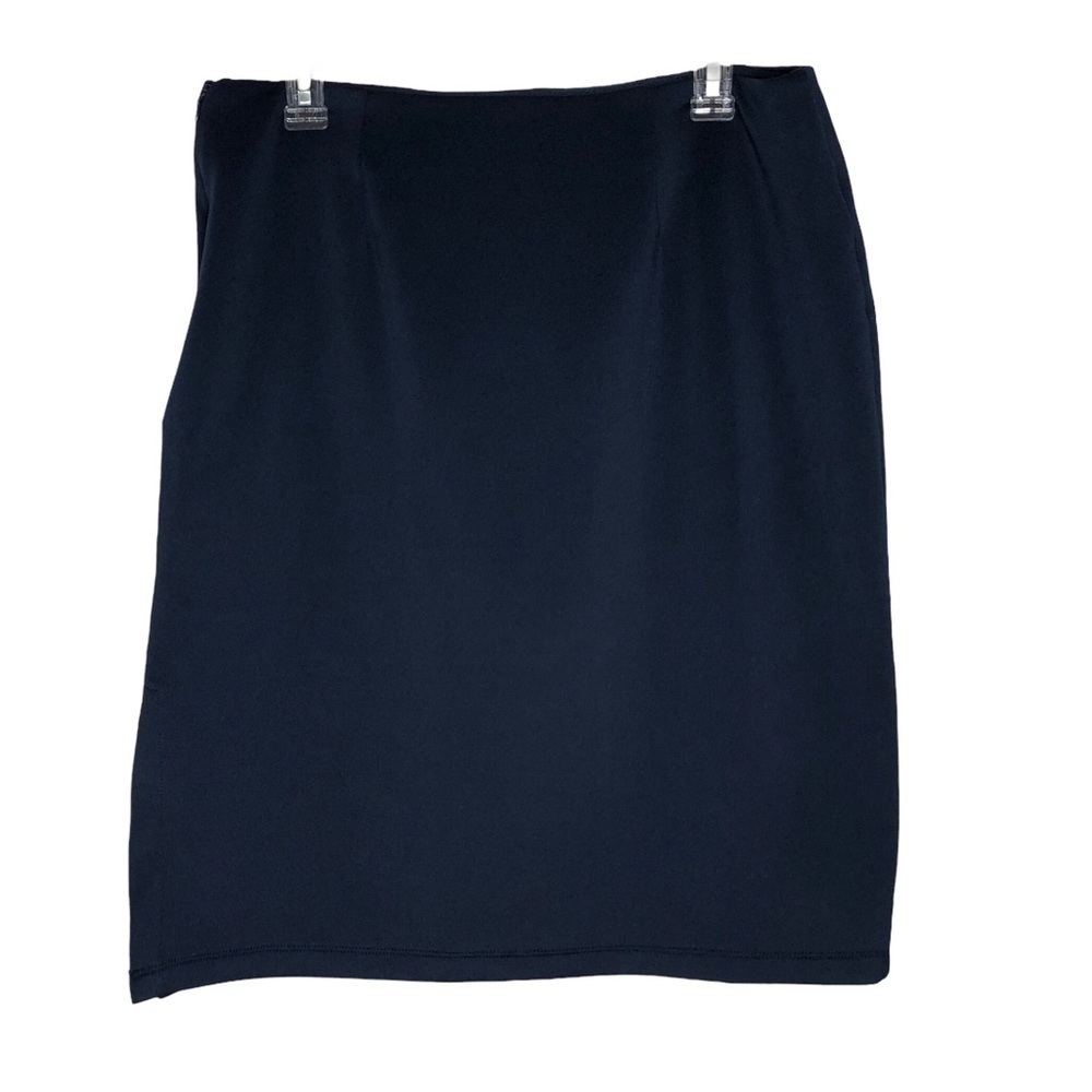 RELATIVITY - solid navy blue side-Slit stretchy midi skirt - size large LIKE NEW